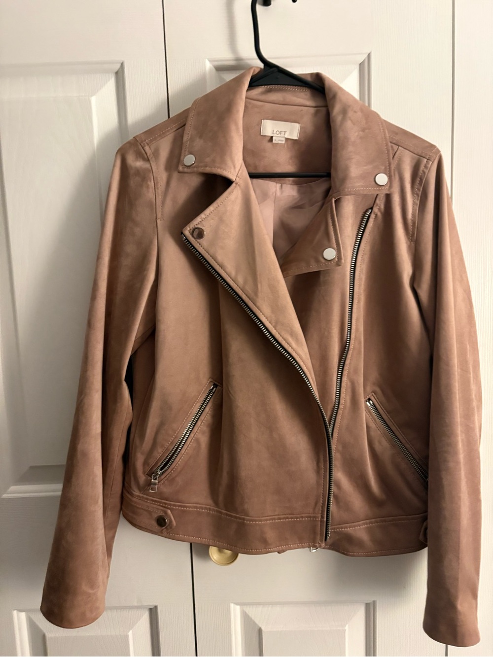 LOFT Blush Taupe Suede Moto Jacket